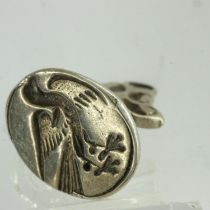Georgian unmarked silver seal fob with bird intaglio to base, H: 23 mm. UK P&P Group 0 (£6+VAT for