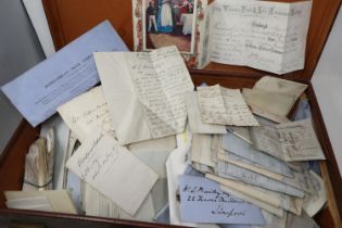 Suitcase of postal history ephemera, Victorian and later. Not available for in-house P&P