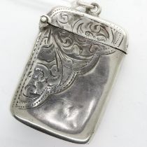 Hallmarked silver vesta case, Birmingham assay, 16g. UK P&P Group 1 (£16+VAT for the first lot