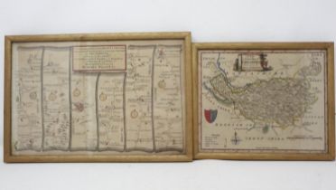 Antiquarian map of Cheshire, with a Thomas Gardner continuation of the road from Bristol to Chester.