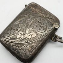 Hallmarked silver vesta case with floral decoration, Birmingham assay, 20g. UK P&P Group 1 (£16+