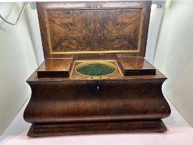 Three section walnut tea caddy, 32 x 19 x 21 cm H. UK P&P Group 2 (£20+VAT for the first lot and £