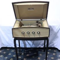 Pye Stereophonic Projection system model 1005 record player with mahogany stand. All electrical