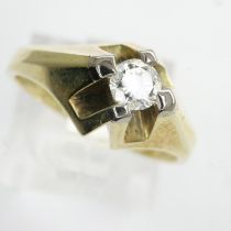 14ct gold diamond set solitaire ring, size K, 3.3g. UK P&P Group 0 (£6+VAT for the first lot and £