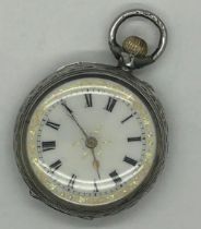 935 continental silver ladies fob watch, not working at lotting. UK P&P Group 1 (£16+VAT for the
