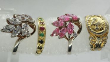Four mixed silver rings, mostly stone set, various sizes. UK P&P Group 1 (£16+VAT for the first
