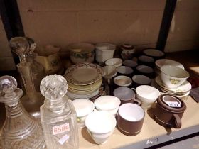 Quantity of mixed ceramics and four decanters. Not available for in-house P&P