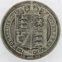 1890 silver shilling of Queen Victoria - gF grade, UK P&P Group 0 (£6+VAT for the first lot and £1+