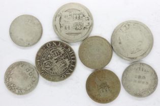 Eight Victorian and later silver denominations, mixed grades. UK P&P Group 0 (£6+VAT for the first