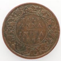 1862 half anna of Queen Victoria - F grade, UK P&P Group 0 (£6+VAT for the first lot and £1+VAT