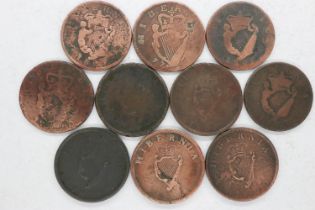 Lot of early milled Hibernian Irish half penny coins, UK P&P Group 0 (£6+VAT for the first lot