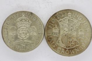 1941 half crown and 1944 florin of George VI, both near-UNC. UK P&P Group 0 (£6+VAT for the first