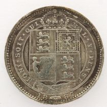 1887 silver shilling of Queen Victoria - VF grade, UK P&P Group 0 (£6+VAT for the first lot and £1+