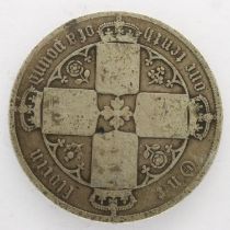 Victorian silver dateless Gothic florin. UK P&P Group 0 (£6+VAT for the first lot and £1+VAT for
