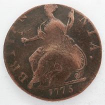 1775 half penny of George III - gF grade, UK P&P Group 0 (£6+VAT for the first lot and £1+VAT for