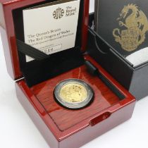 2018 gold proof quarter-oz £25, The Red Dragon of Wales from the Queens Beasts collection, Royal