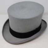 Moss Bros Covent Garden grey top hat. Not available for in-house P&P