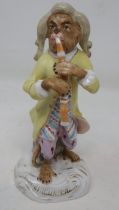 Figurine after The Meissen monkey band, H: 10 cm, signs of age throughout. UK P&P Group 1 (£16+VAT