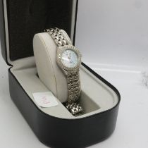 INGERSOLL: ladies quartz wristwatch on a diamond set stainless steel bracelet, requires battery,
