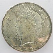 1922 American Liberty peace dollar. UK P&P Group 0 (£6+VAT for the first lot and £1+VAT for