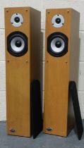 Pair of Bush Acoustics BA 1002 floor standing speakers, 80 x 25 x 17 cm, working at lotting. Not