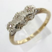 9ct gold trilogy ring set with diamonds, size N, 2.3g. UK P&P Group 0 (£6+VAT for the first lot