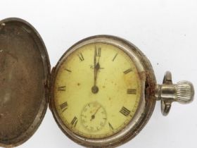 Waltham American Traveller full hunter pocket watch in sterling silver case, not working at lotting,