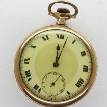 Gold plated American pocket watch by Illinois Watch Case Co, Elgin USA with a screw back, not