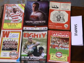 Approximately 1,250 Wigan Rugby home programmes, 1960s - 2000s. Not available for in-house P&P