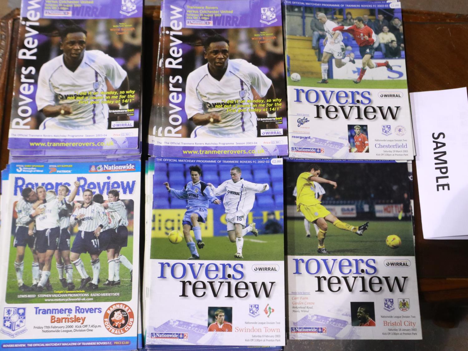 300+ Tranmere Rovers football club programmes, 1980 - 2007. Not available for in-house P&P