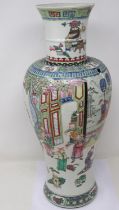 Kanxi period? famille vert porcelain vase, decorated with a multitude of figures, including a