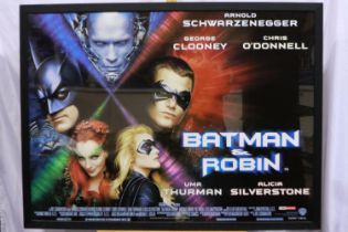 Large framed film poster, Batman and Robin, staring Arnold Schwarzenegger and George Clooney,