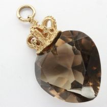 9ct gold mounted smokey quartz pendant, H: 32 mm, 6.7g. UK P&P Group 0 (£6+VAT for the first lot and