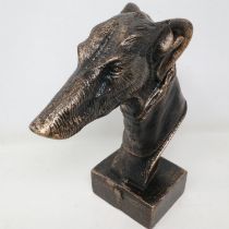 Bronzed cast iron greyhound bust, H: 22 cm. UK P&P Group 2 (£20+VAT for the first lot and £4+VAT for