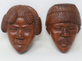 Two 20th century Madagascan Rosewood carvings signed Atandroy Ramamonjisoa. UK P&P Group 1 (£16+