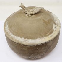 Tek Sing Cargo covered bowl with fish form finial, repaired damages throughout, D: 14 cm. UK P&P