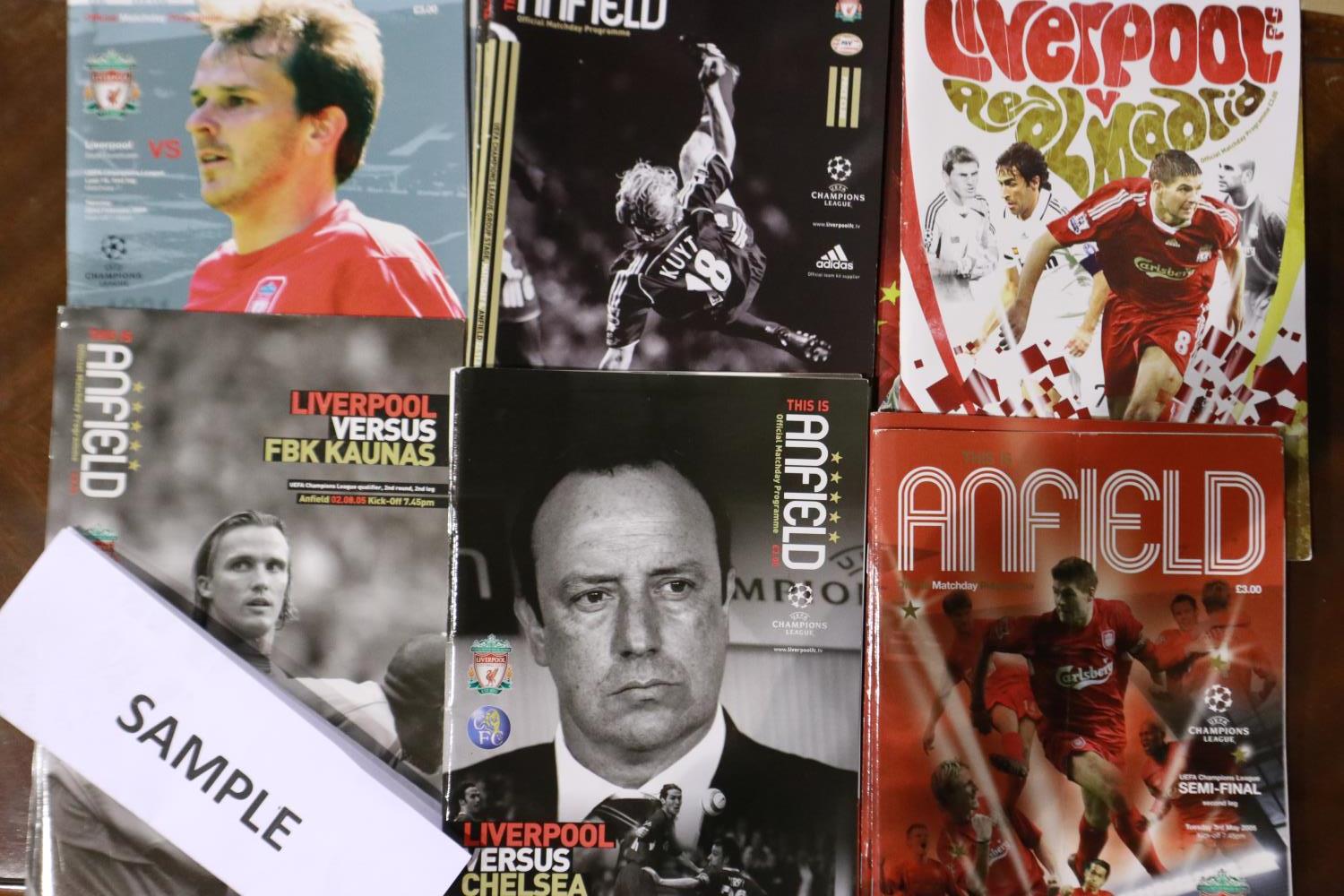 Quantity of Liverpool FC UEFA cup programmes. UK P&P Group 2 (£20+VAT for the first lot and £4+VAT