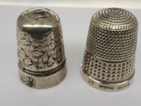 Two silver thimbles, one hallmarked Birmingham assay, 9g. UK P&P Group 1 (£16+VAT for the first