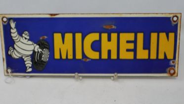 Michelin enamel wall mounting sign, 30 x 11 cm. UK P&P Group 1 (£16+VAT for the first lot and £2+VAT