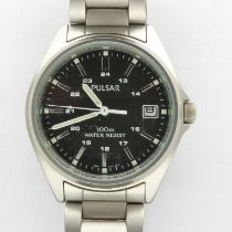 PULSAR: gents wristwatch with date aperture on a stainless steel bracelet, model VX42.OABO,