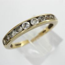 9ct gold half eternity ring set with cubic zirconia, size O, 1.8g. UK P&P Group 0 (£6+VAT for the