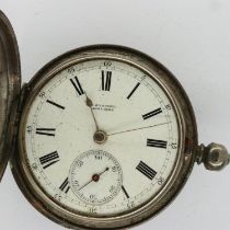 Hallmarked silver full hunter pocket watch by H. Steiner of Adelaide, in poor condition, not working