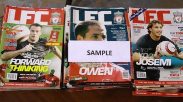 Quantity of Liverpool FC magazines. Not available for in-house P&P