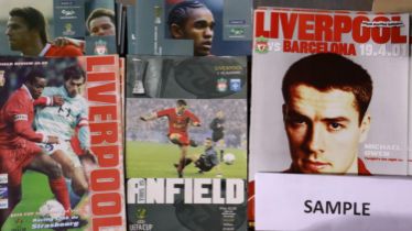 Quantity of Liverpool FC UEFA cup programmes. UK P&P Group 2 (£20+VAT for the first lot and £4+VAT