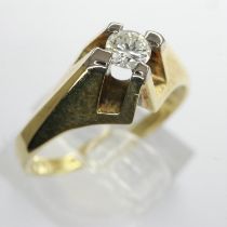 14ct gold diamond set solitaire ring, size K, 3.3g. UK P&P Group 0 (£6+VAT for the first lot and £