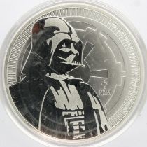 999 proof silver 2 dollar Darth Vader Star Wars coin. UK P&P Group 0 (£6+VAT for the first lot
