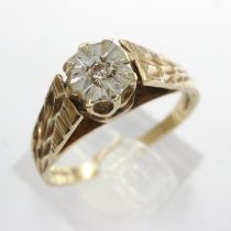 9ct gold diamond set solitaire ring, size N, 2.2g. UK P&P Group 0 (£6+VAT for the first lot and £1+