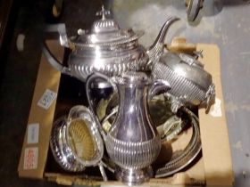 Mixed silver plate, including a teaset. Not available for in-house P&P