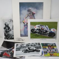 Superbike interest: A collection of signed publicity shot photographs and prints. UK P&P Group 1 (£