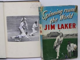 Cricket interest: Spinning Round The World by Jim Laker (England and Surrey CCC), signed, and